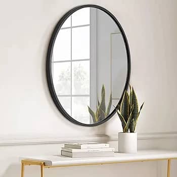 Miroir circulaire contour doré, noir ou blanc