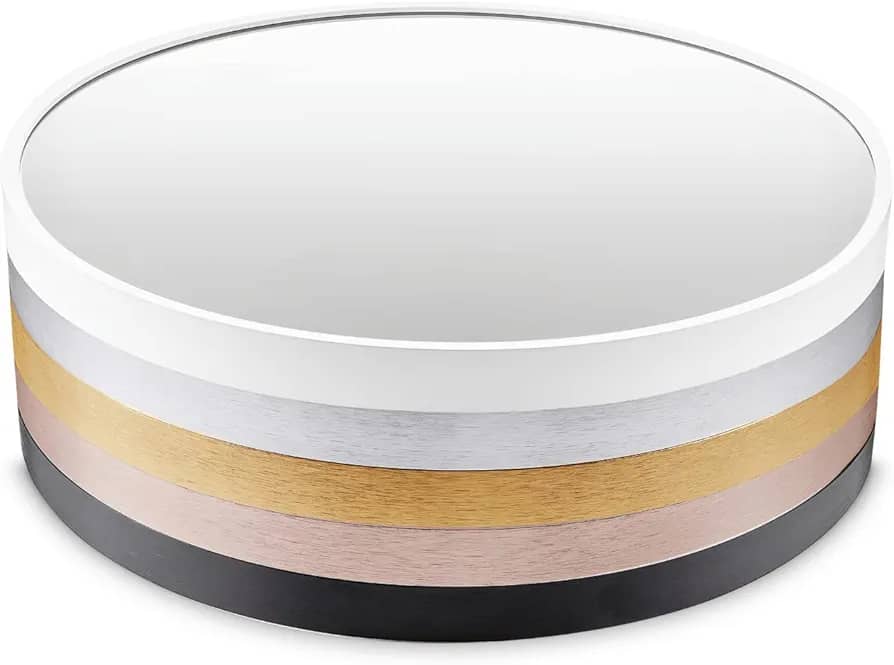 Miroir circulaire contour doré, noir ou blanc