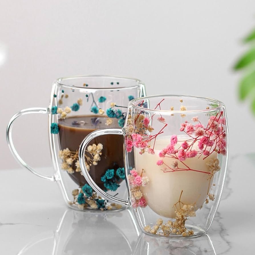 Tasse double paroi en verre résistant