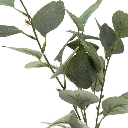 eucalyptus artificiel avec vase en verre et corde