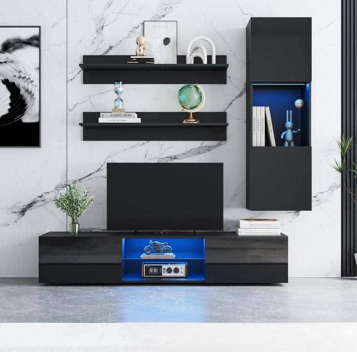 Cet ensemble de meuble TV flottant
